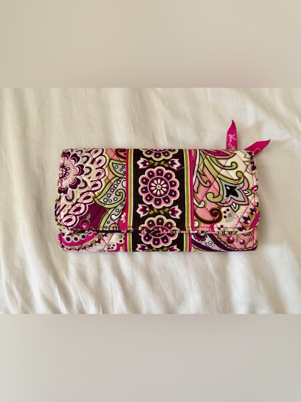 Vera Bradley Retired Print Quilted Trifold Wallet Pink Floral